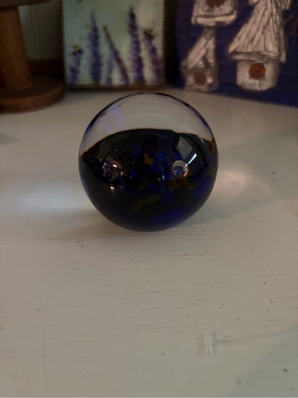 Robert Held Hand Blown  Glass Art Sphere paperweight